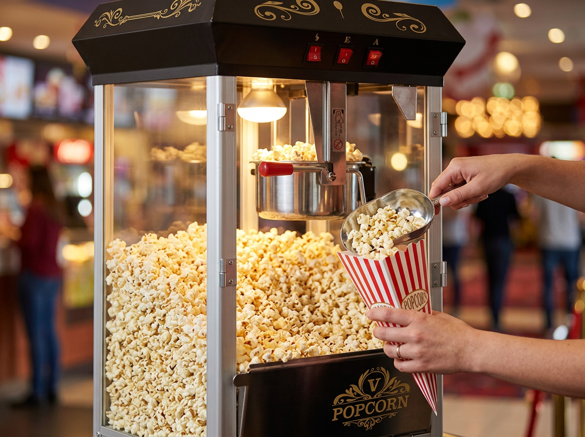 Popcorn-Maschine mit Wagen – Nachschub in drei Minuten